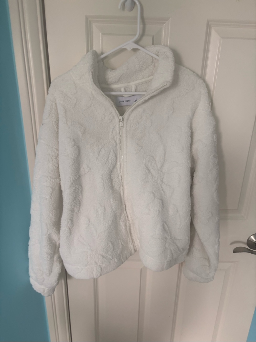 Gilly Hicks Cream Plush Sherpa Zip Jacket
